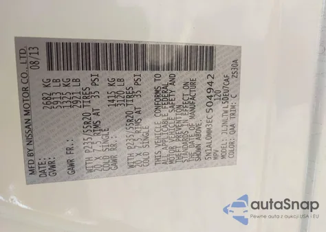 2014 Infiniti Qx60 из США, поврежденный, VIN 5N1AL0MM3EC504942